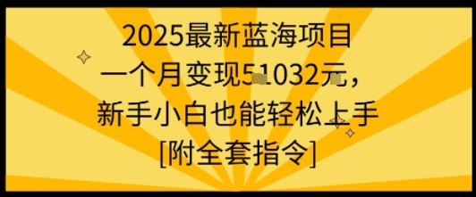 2025最新蓝海项目：新手一月变现1w+，轻松上手附全套指令