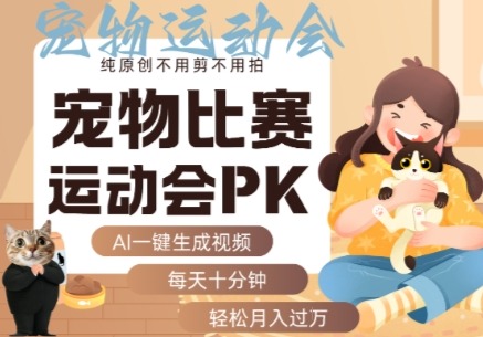 AI一键生成宠物比赛PK视频！原创零剪拍，每天10分钟，轻松月入过万