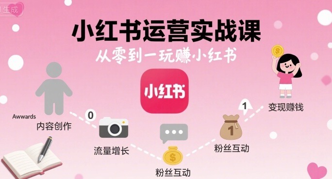 小红书运营从0到1实战教程：新手小白也能学会的赚钱方法
