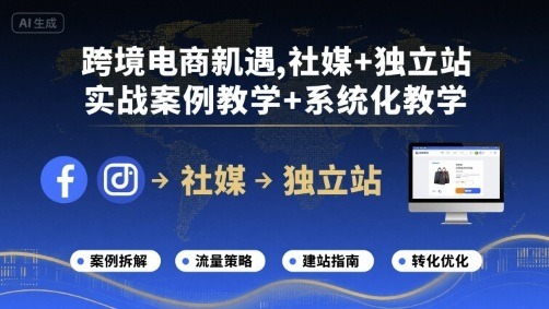 跨境电商新机遇：社媒引流+独立站转化，实战案例+系统化教学全攻略