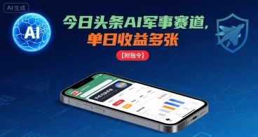 今日头条AI军事赛道：单日收益多张，手机就能做【附实操指令】