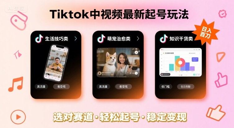2024 TikTok中视频最新起号玩法：日入百刀，这几个赛道做好就够了