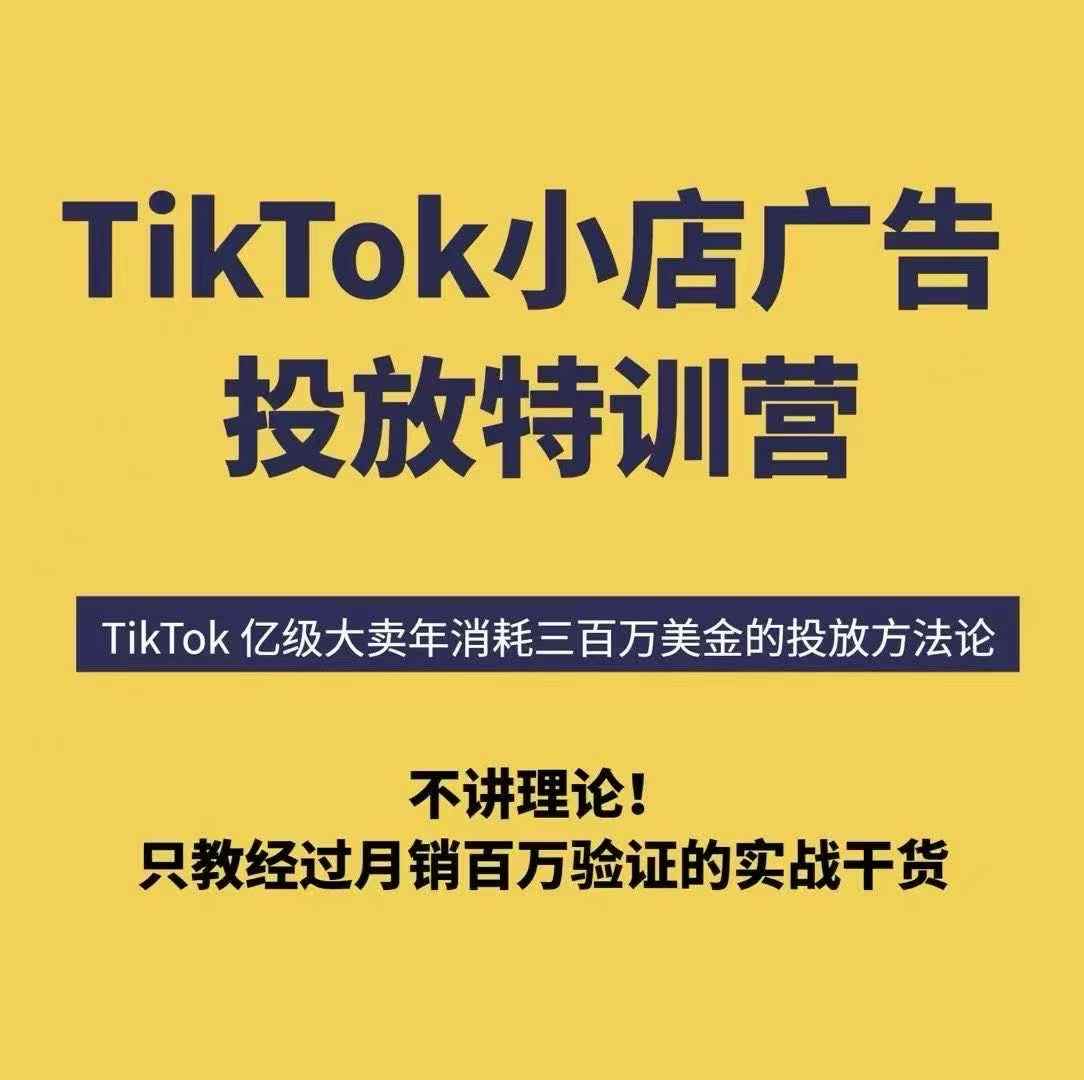 6天破局TikTok小店广告投放特训营：专治“投不动”，月销百万实战干货验证