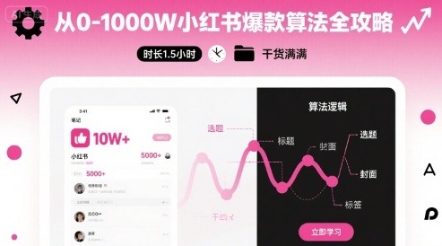 小红书爆款算法全攻略：0到1000W涨粉秘籍，1.5小时干货拆解
