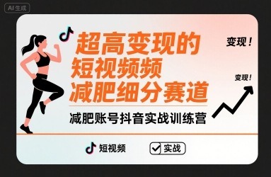 抖音减肥账号高变现实战训练营：短视频减肥细分赛道从0到1运营指南