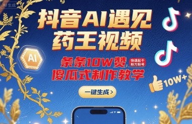【傻瓜式教程】抖音AI药王视频制作，条条10W赞，快速起千粉万粉号