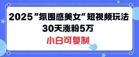 2025不露脸氛围感美女短视频涨粉秘籍：30天5W粉，小白可直接复制的玩法