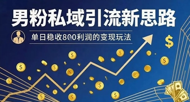 男粉私域引流新思路：单日稳收8张利润，这套变现玩法实操指南