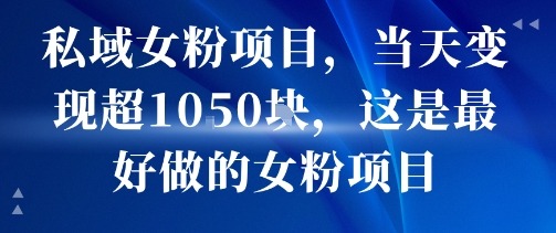 私域女粉项目：当天变现1k+，简单到新手也能做，可放大操作持续搞钱