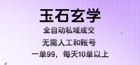 玉石玄学全自动私域成交：蓝海项目揭秘，99元一单，每天十单+，无需人工矩阵
