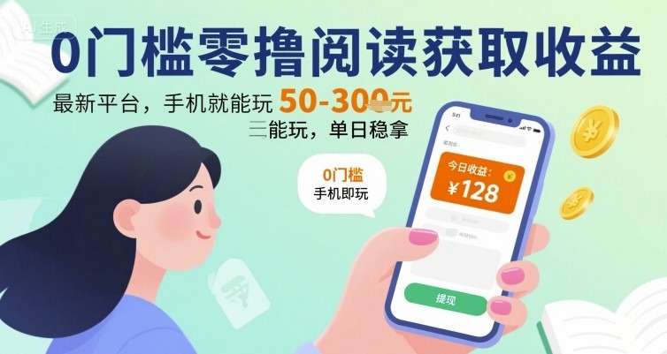 2024最新零撸阅读收益平台：手机0门槛操作，单日稳赚50+亲测揭秘！