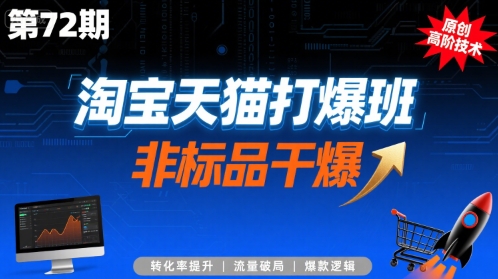 淘宝天猫非标品打爆班：原创高阶技术第72期，从0到1干爆流量秘籍