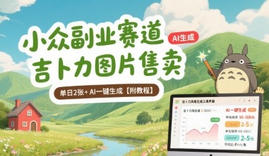 小众副业：AI一键生成吉卜力图片售卖，单日2张+收益【附教程】