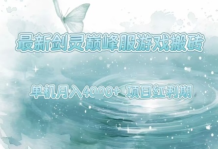 2024最新剑灵巅峰服搬砖：红利期单机稳定月入4k+，小白操作全揭秘