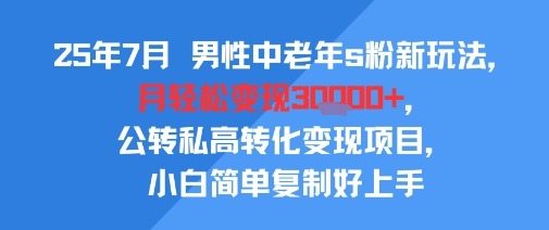 25年7月男性中老年粉新玩法：月轻松变现3W+，公转私高转化项目，小白简单复制上手