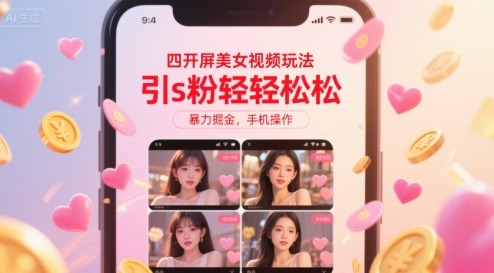 四开屏美女视频引流私粉玩法：手机操作轻轻松松，暴力掘金揭秘