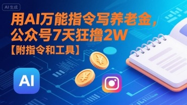【AI万能指令】公众号写养老金7天变现2W！附可直接复制指令+工具（新手实操）
