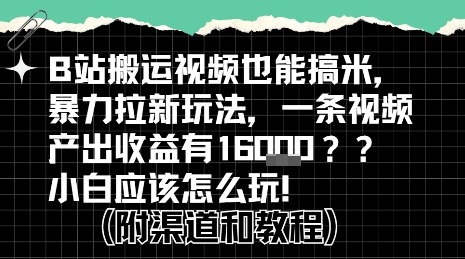 b站掘金计划：搬运视频如何赚拉新收益？小白入门全攻略