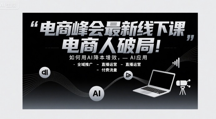 电商峰会最新线下课：电商人破局，AI降本增效实战指南（全域推广+直播运营+付费流量）