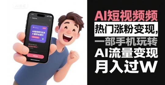 AI短视频涨粉变现：一部手机玩转AI流量，月入过W实操指南