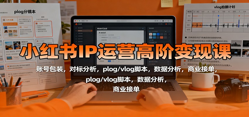 小红书IP运营高阶变现课：账号包装+对标分析+plog/vlog脚本+数据分析+商业接单全攻略