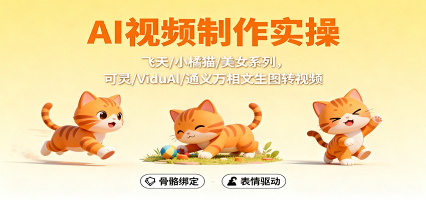 AI视频制作实操教程：飞天/小橘猫/美女系列，用可灵/ViduAl/通义万相文生图转视频