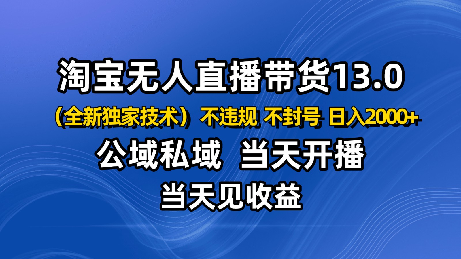 淘宝无人直播13.0：公域私域技术实战，不封号不违规，下半年旺季赛道布局日入2000+