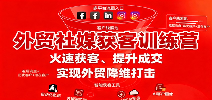 外贸社媒获客训练营：快速获客、提升成交，实现降维打击