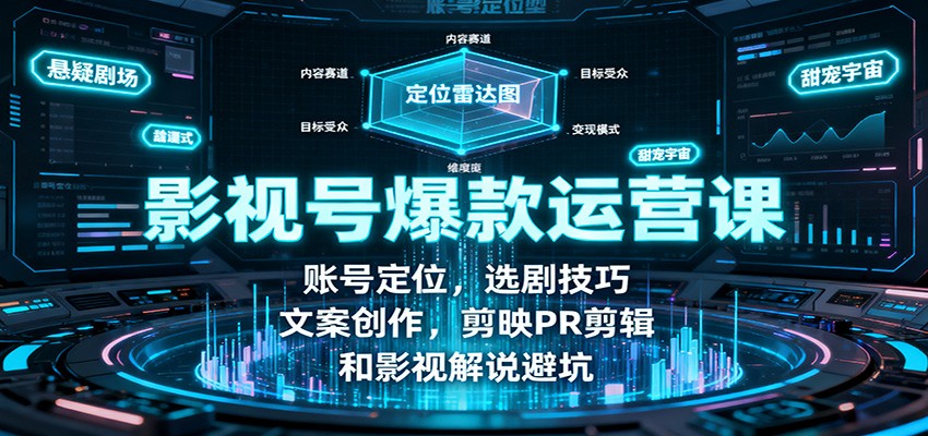 影视号爆款运营课：从0到1掌握账号定位+选剧技巧+文案创作+剪映PR剪辑+影视解说避坑