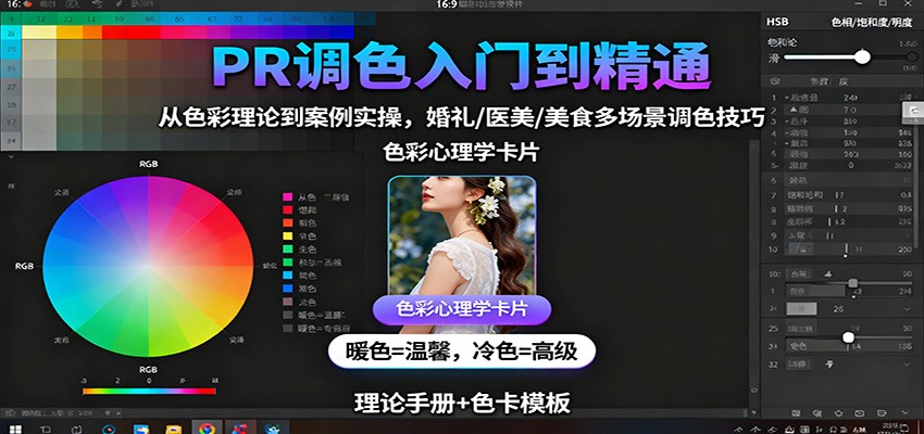 PR调色从入门到精通：色彩理论到案例实操，婚礼/医美/美食多场景调色全攻略