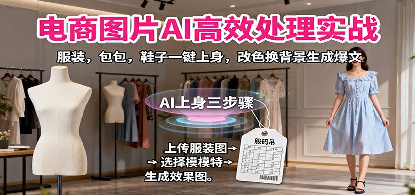 电商图片AI高效处理实战：服装/包包/鞋子一键上身，改色换背景秒出爆款
