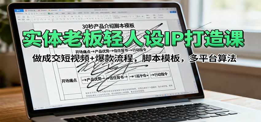 实体老板轻人设IP打造指南：从0到1做高转化成交短视频+爆款全流程拆解，附多平台算法（抖音/快手/视频号）即用脚本模板