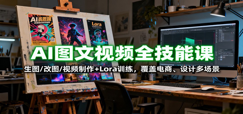 AI图文视频全技能课：生图/改图/视频制作+Lora训练 | 电商设计多场景实战教程