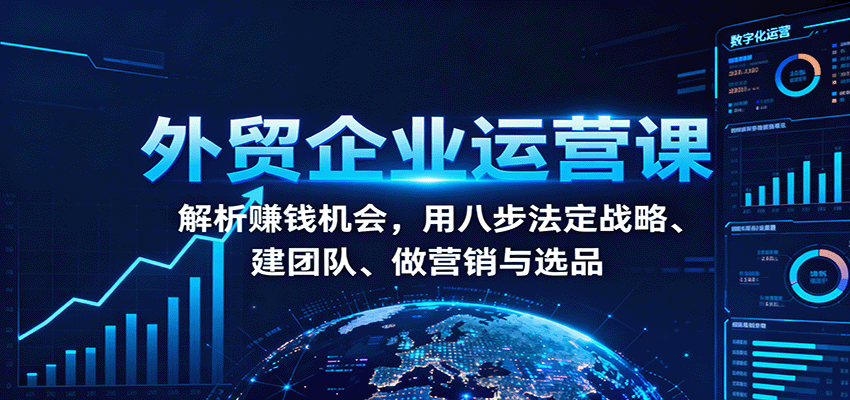 外贸企业运营课：八步法掘金赚钱机会，定战略、建团队、做营销、选品全攻略