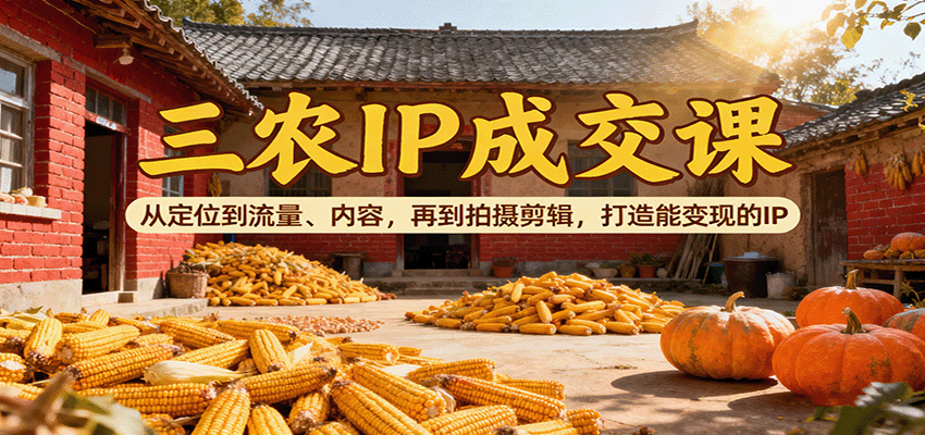 三农IP变现全攻略：从精准定位、流量获取到内容创作、拍摄剪辑，打造高成交IP账号