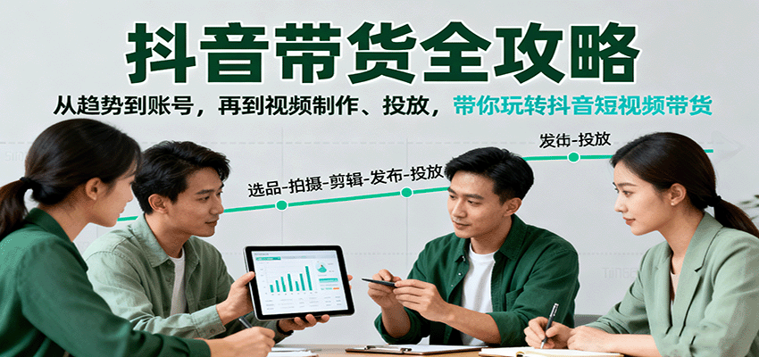 抖音带货全攻略：从趋势洞察到投放转化，账号搭建与视频制作实操指南