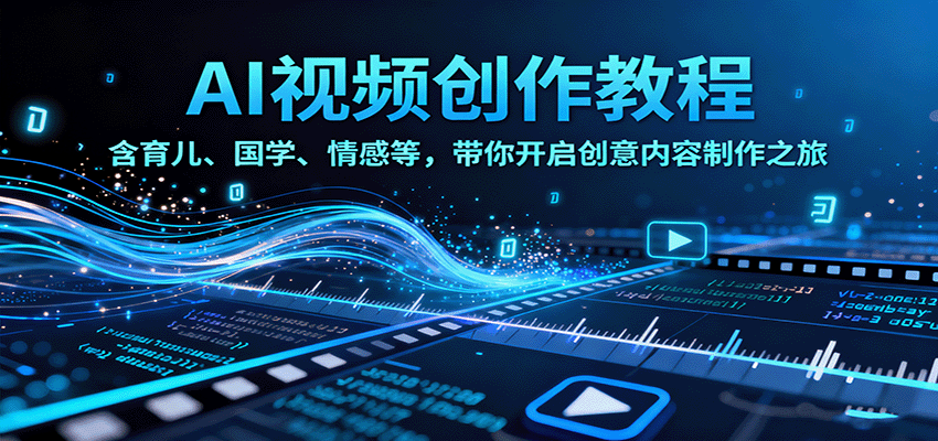 【AI视频创富课】育儿+国学+情感领域全覆盖，从0到1教你玩转创意内容制作，开启创富之路