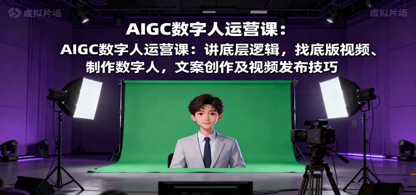 AIGC数字人运营课：从底层逻辑到视频发布，掌握找底版、制作数字人、文案创作全技巧