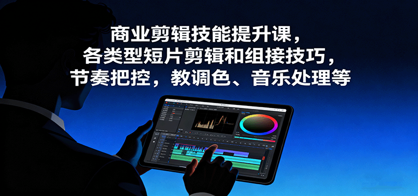 商业剪辑技能提升课：多类型短片剪辑、节奏把控、调色与音乐处理实战技巧