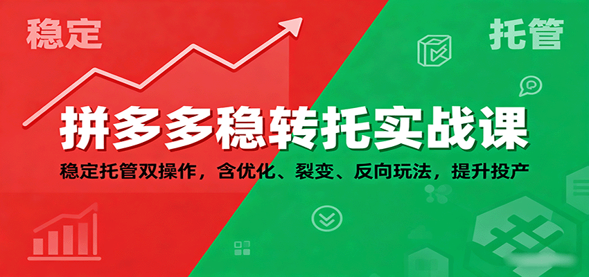 拼多多稳转托实战课：稳定托管双操作，优化+裂变+反向玩法，提升投产比