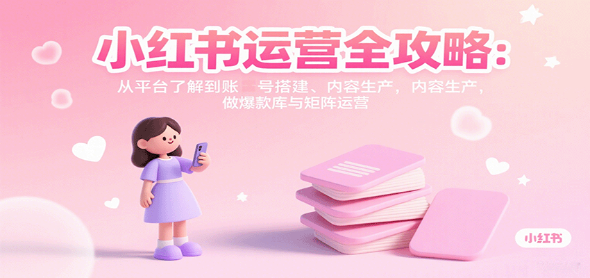 小红书运营全攻略：从平台规则到账号搭建、内容创作，构建爆款库与矩阵运营
