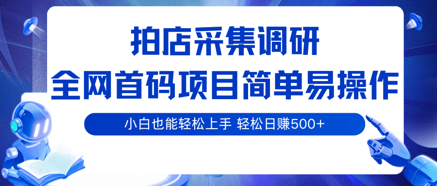 【拍店采集调研】全网首码项目！小白友好，简单操作轻松日赚500+