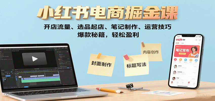 小红书电商掘金：从0到1开店流量、爆款选品、高转化笔记、高效运营，轻松盈利全攻略
