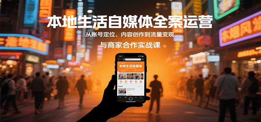 本地生活自媒体全案运营实战课：从账号定位、内容创作到流量变现+商家合作全流程拆解