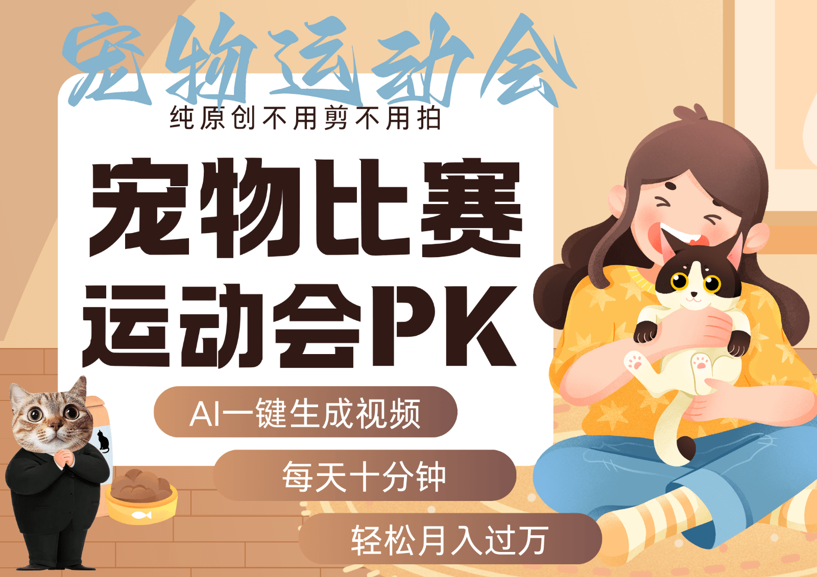 AI萌宠运动员跳水+射击+篮球+足球比赛：每天十分钟，附详细提示词文案库，代替做创意训练