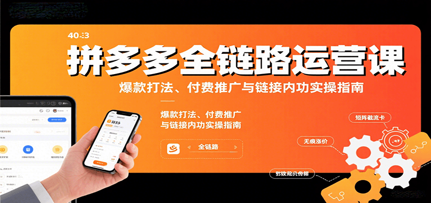 拼多多全链路运营课：爆款打法、付费推广与链接内功实操干货指南