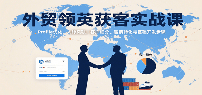 外贸领英获客实战指南：Profile优化+人脉突破+客户细分+邀请转化+基础开发全步骤