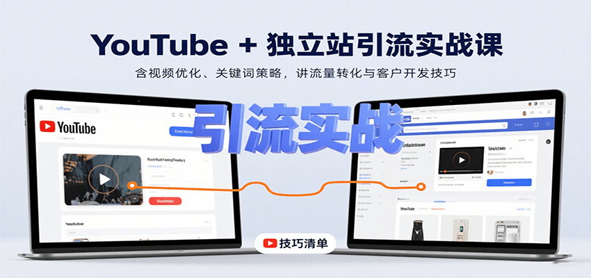 YouTube独立站引流实战课：视频优化+关键词策略，流量转化与客户开发技巧