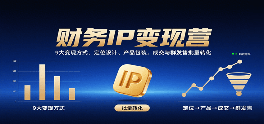 财务IP变现营：9大变现方式+定位设计+产品包装，成交与群发售批量转化指南