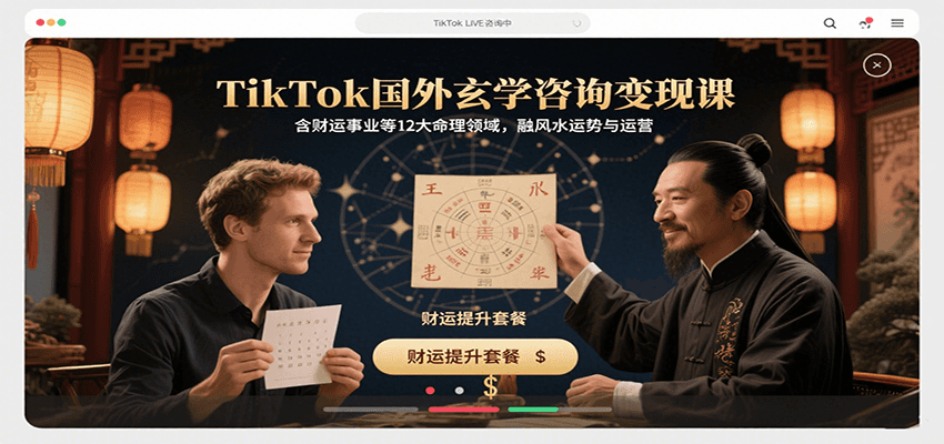 TikTok国外玄学咨询变现课：覆盖财运事业等12大命理领域，融合风水运势与运营技巧